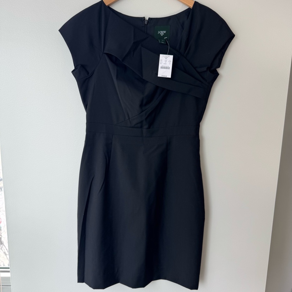 NWT J. Crew Black Sheath Dress Size 4
